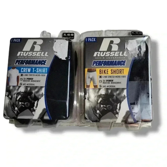 Russell Performance bike shorts and crew t-shirt.  NOS NWT black Size XL - Picture 2 of 10